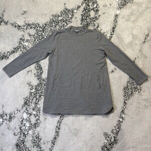 Pure Jill Tunic Womens Size M Gray Pima Cotton Blend Lightweight 3/4 Sleeve Crew